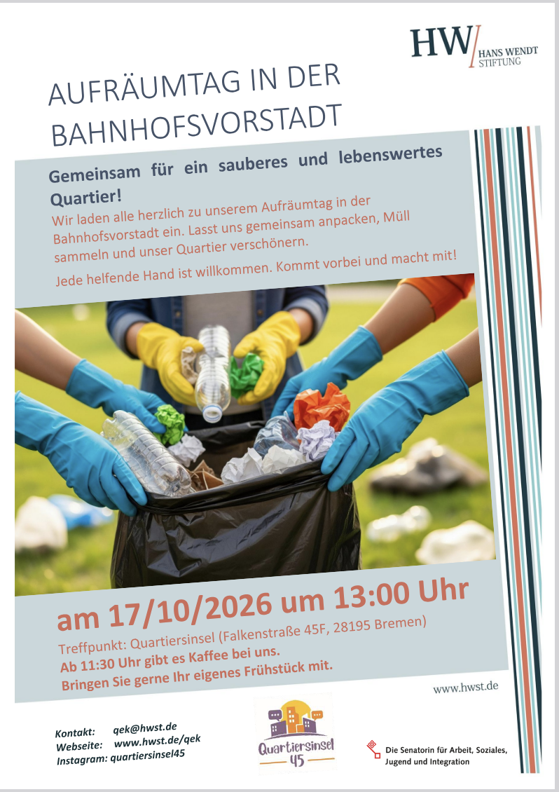 Flyer Aufräumtag in der Bahnhofsvorstadt